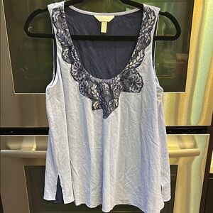 Sonoma Blue Lace Bib Collar Sleeveless‎ Tank Top